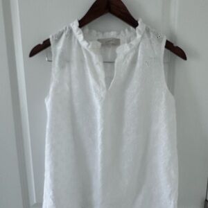 LOFT White Eyelet Sleeveless Blouse